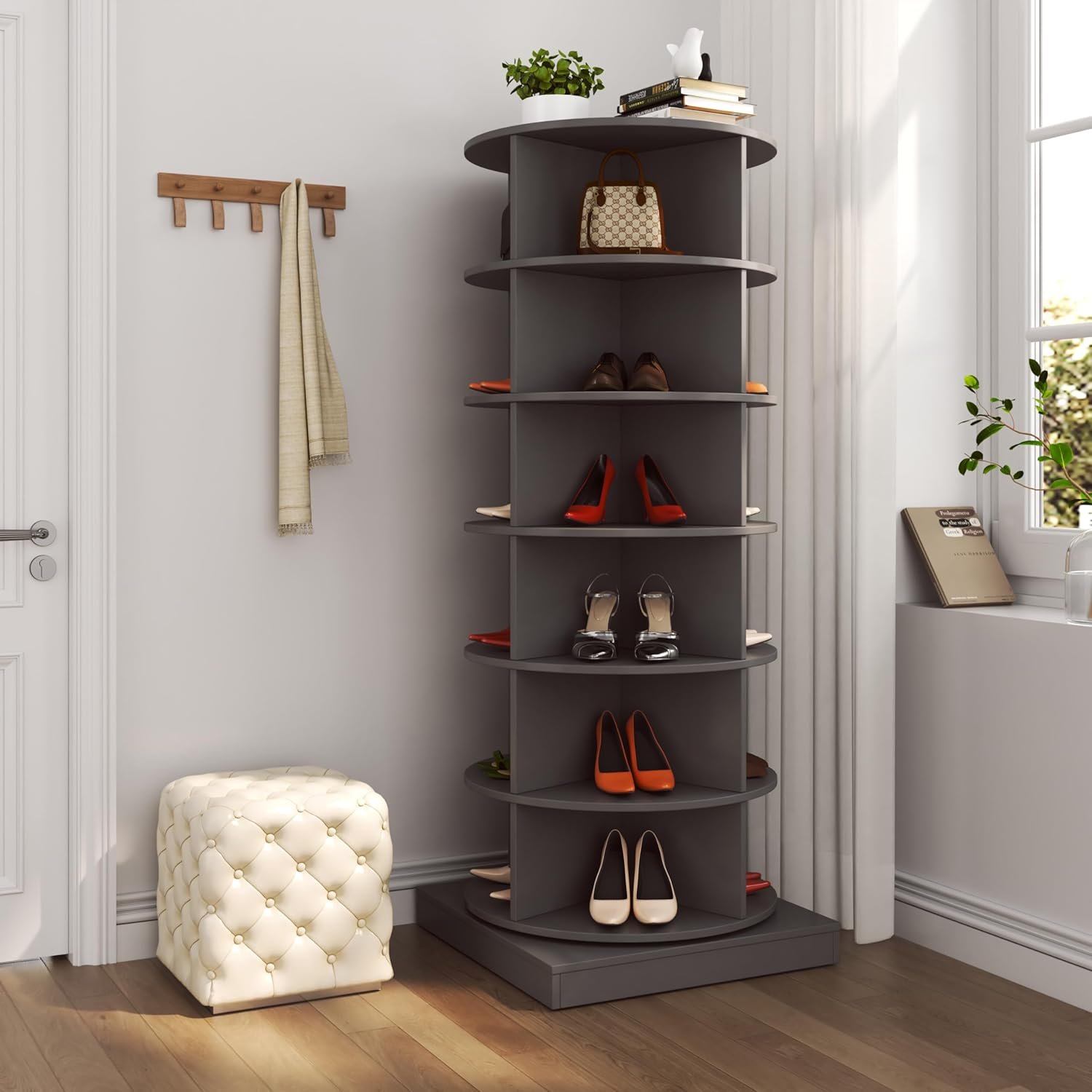 662c248f089a9e775f59f574 rotating shoe rack tower 6 tier notjustproduct.com